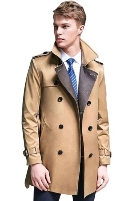 Spring new trench coat men lapel British windbreaker men long double-breasted trench coat