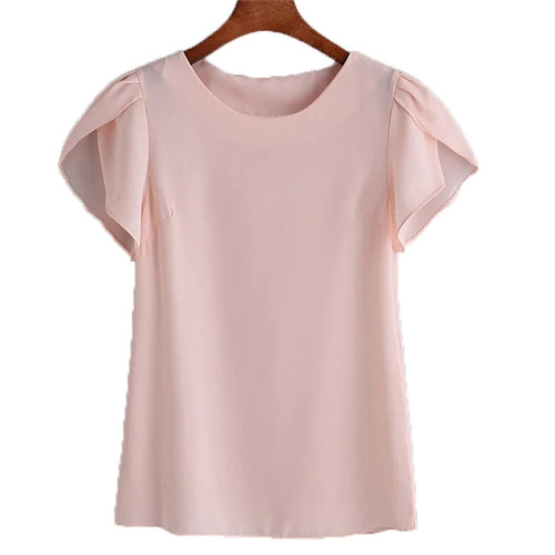 Women Clothing Chiffon Blouse Lace Crochet Female Shirts Ladies Blusas Tops Shirt Pink Blouses Tops