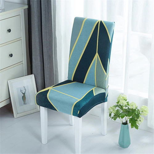 Green Geometric Abstract Stretch Dinner Chair Cover Slipcovers Print Elastic Seat Case Banquet Wedding Hotel