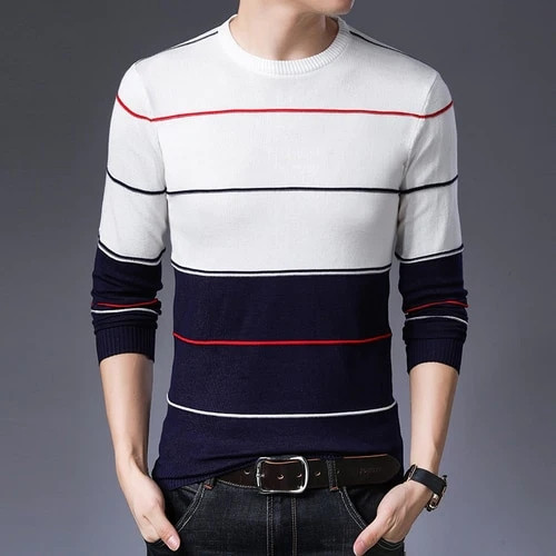 Striped Mens Pullovers Slim Fit Casual Sweater Men Knitwear Pullover O Neck Knitted Sweaters Mens Clothing