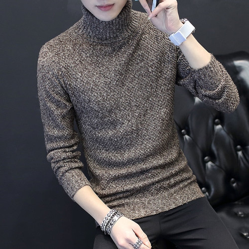 Mens Turtleneck Sweater Knittde  Pullovers Mens Clothes Autumn Winter Casual Sweater Turtleneck Slim Fit Warm Pullovers