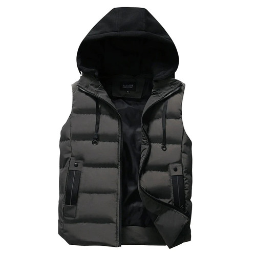 Men Vest Jacket Winter Waterproof Warm Sleeveless Men Jacket Hooded Casual Vest Men Autumn Thicken Waistcoat