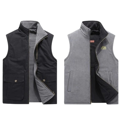 Mens Velvet Vest Warm Double-sided Wear Waistcoats Casual Outwear Thermal Soft Sleeveless Jackets Mens Clothing