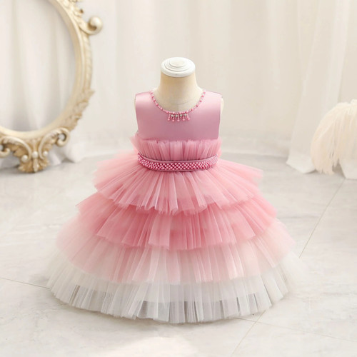 Toddler Baby Girl Dress Baptism Gradient Dress for Girls First Year Birthday Party Wedding Dress Baby Clothes Tutu Fluffy Gown