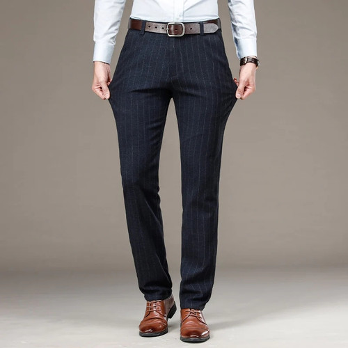 Men Business Casual Long Pants Suit Spring Autumn Pants Male Elastic Straight Formal Trousers