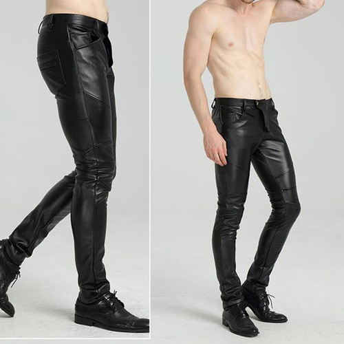 Skinny Men Leather Pants Spring Autumn Men leggings Leather Trousers Tights Pantyhose Men Bottoms