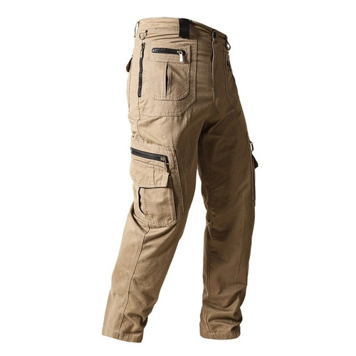 Cotton Men Pants Loose Straight Casual Men Trousers Multiple Pockets Cargo Pants Autumn New Solid Pants