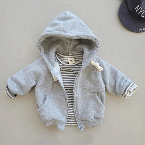 Autumn New Baby Hooded Coat Solid Casual Kids Zipper Cardigan Jacket For Boys And Girls Long Sleeve Hoodie Baby Clothes