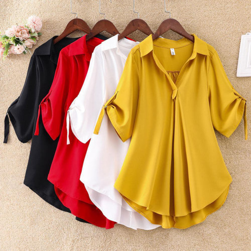 Women Summer Tunic Solid Casual Blouse Women White Ladies Top Loose Shirts