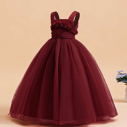 Wide Sling Girls Children Costume Princess Party Porn Dress Kids Bridesmaid Clothes For Lace Birthday Gown Formal Prom Evening