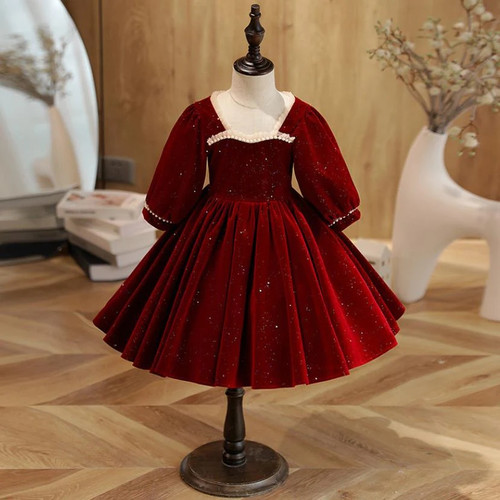 Kids Clothes Girls Ball Gown Children Wedding Teens Velvet Prom Evening Dresses For Birthday Party Princess Christmas