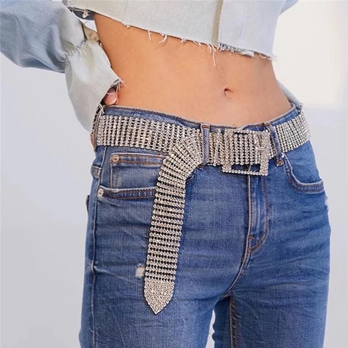 Diamante Waist Belt Gold Silver Hollow Out Buckle Patchwork Adjustable Waistband Chic Streetwear Lady Jewelry Waist Belts