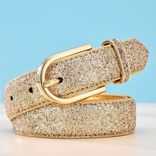 Women Glitter Gold Belt Female Silver Waist Belt High Quality