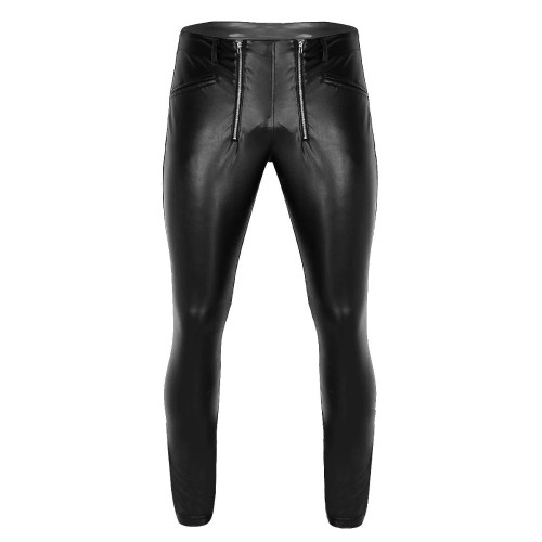 Mens Pants For Clubwear Faux Leather Tight Pants Stretchy Full Length Halloween Costumes Legging Trousers with Zipper Pouch