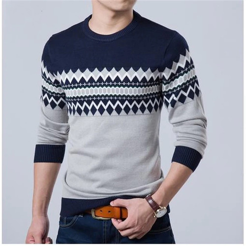 Autumn Casual Sweater O-Neck Slim Fit Knitting Mens Striped Sweaters Pullovers Men Pullover Men