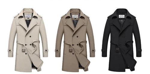Mens Trench Jacket Male Business Casual Trenchcoat  British Trench Men Slim Double Breasted Jacket