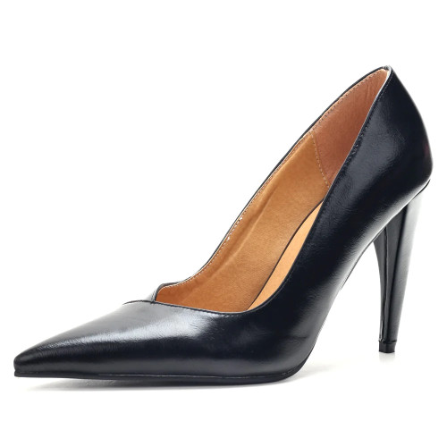 High Heel Unisex Pointy Toe Patent Leather Slip on Stiletto Heel Pump