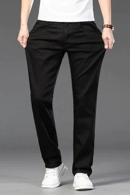 Classic Style Men Regular Fit White Jeans Business Denim Advanced Stretch Cotton Trousers Male Pants