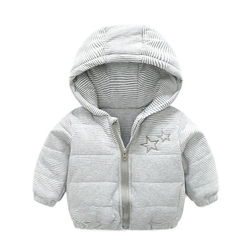 Autumn Winter Baby Outerwear Boys Girls Jackets Casual Stripe Cotton Hooded Children Coats For Kids Snowsuits