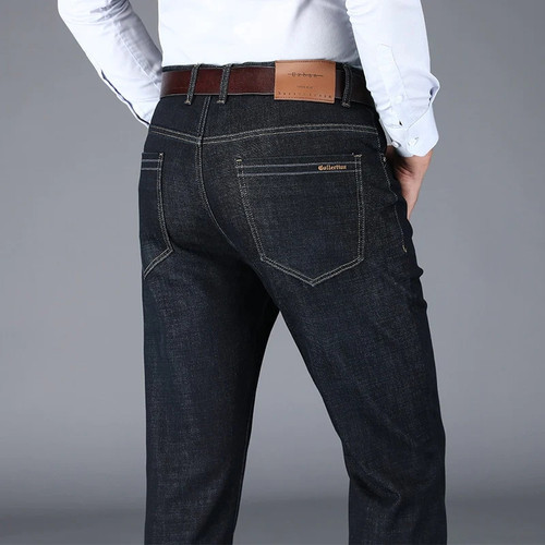 Autumn Winter Jeans Men New Mid Loose Straight Heavyweight Men Denim Trousers Business Casual Men Jeans Pants