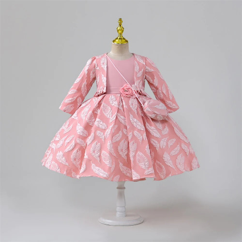 kids dresses for girls party Children Mid-calf Appliques Jacket Bag Suit Puffy girl dress