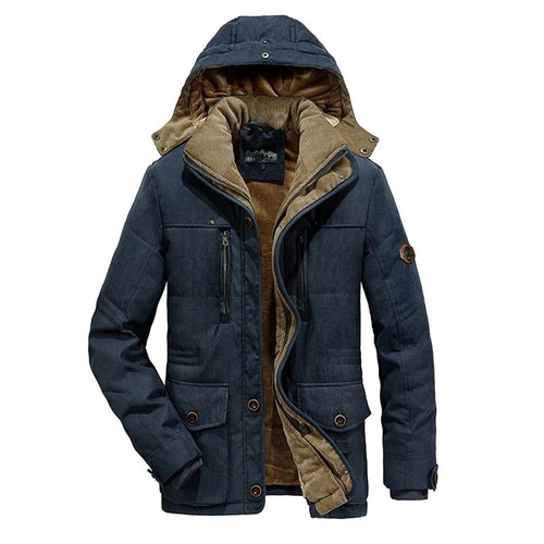 Men Winter New Windproof Hooded Thick Fleece Warm Parka Men Coat Men Classic Casual Parka Jacket Men