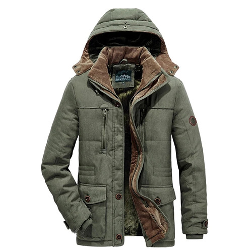 Men Winter New Windproof Hooded Thick Fleece Warm Parka Men Coat Men Classic Casual Parka Jacket Men