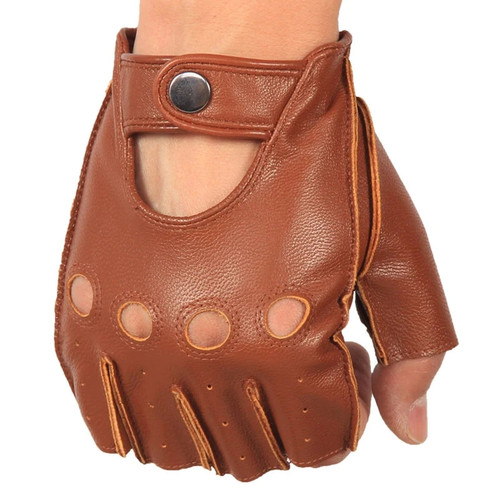 Men Half Finger Real Leather Gloves Driving Unlined Sheepskin Fingerless Gloves Fingerless Gloves Fitness Gloves