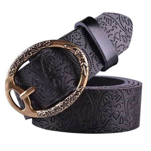 Summer high quality cow women embossing leather belts for women strap female pin buckle free shipping