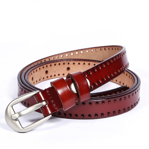 Vintage style women belts genuine leather high grade quality alloy pin buckleg