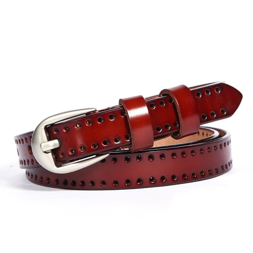Vintage style women belts genuine leather high grade quality alloy pin buckleg