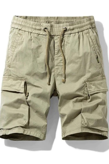 Summer Men Cotton Cargo Shorts Multi Pocket Solid Casual Breeches Bermuda Shorts Mens Loose Knee Length Pants