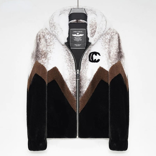 Winter New Men Imitation Mink Hair Coat Splicing Color Luxury Elegant Casual Faux Fur Jackets Clothes