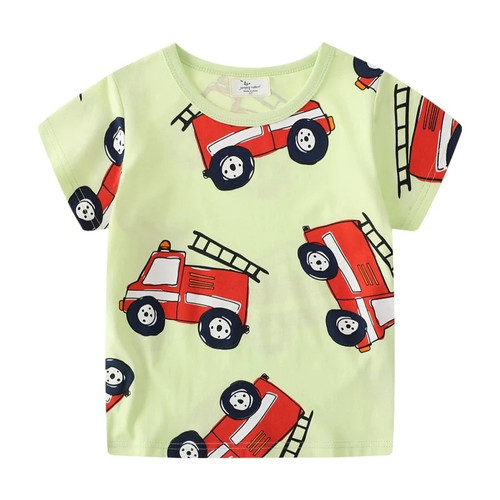 Jumping Meters Summer Girls Cartoon T shirts Short Sleeve Baby Boys Clothes Tees Kids Tops Children Wear