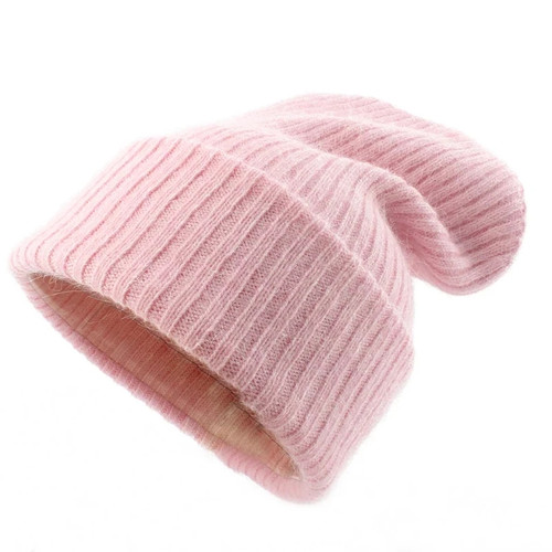 Unisex Solid Color Real Rabbit Fur Beanie Winter Hat For Women Bonnet Warm Knit Skullies Beanies