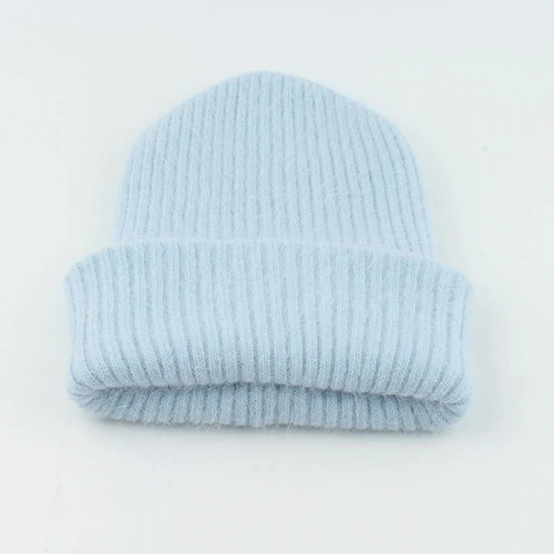 Unisex Solid Color Real Rabbit Fur Beanie Winter Hat For Women Bonnet Warm Knit Skullies Beanies