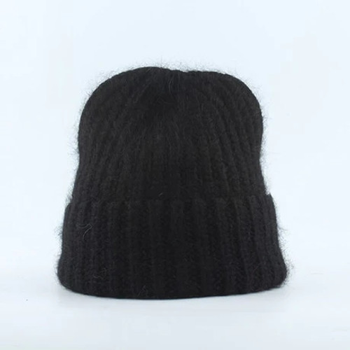 70% Rabbit Fur Beanie Warm Knitted Winter Hats For Women Pompom Fur Hat Female Ski Cap