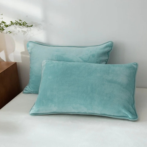 1/2pc Winter Green Pillowcase 48*74cm Crystal Velvet Flannel Fleece Pillow Cover Soft Warm Solid Grey Blue Pink Home Bedding
