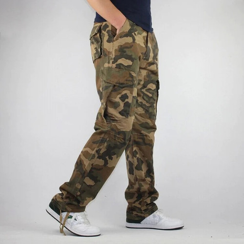 Autumn Mult-pockets Camouflage Pants Casual Men Cotton Tactical Trousers Men Cargo Pants Loose Camo Pants Overalls