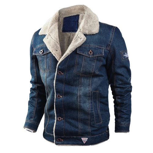 Mens Denim Jacket Autumn Winter Military Jeans Jacket Men Thick Fleece Warm Bomber Army Jackets Outwear Coats