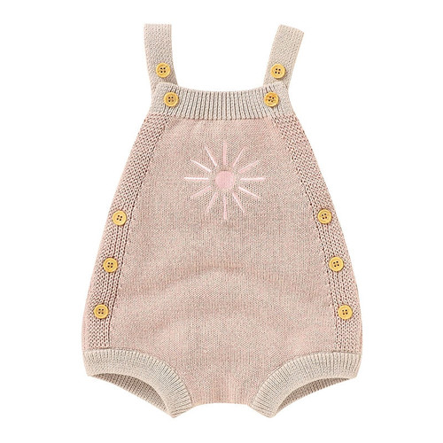 Baby Girls Clothes Infant Knitted Bodysuit Summer Lace Suspenders Jumpsuit Outfit Toddler Romper Kids One-Piece Sweater Clothing