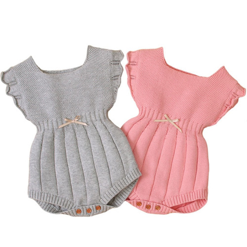 Baby Girl Clothes Baby Romper Knit Bodysuit Fly Sleeve Ruffle Newborn Boy Girl Jumpsuit Toddler Infant One Piece Clothing