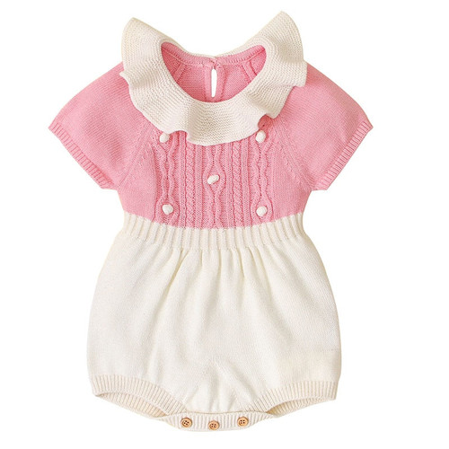 Baby Girl Clothes Baby Romper Knit Bodysuit Fly Sleeve Ruffle Newborn Boy Girl Jumpsuit Toddler Infant One Piece Clothing