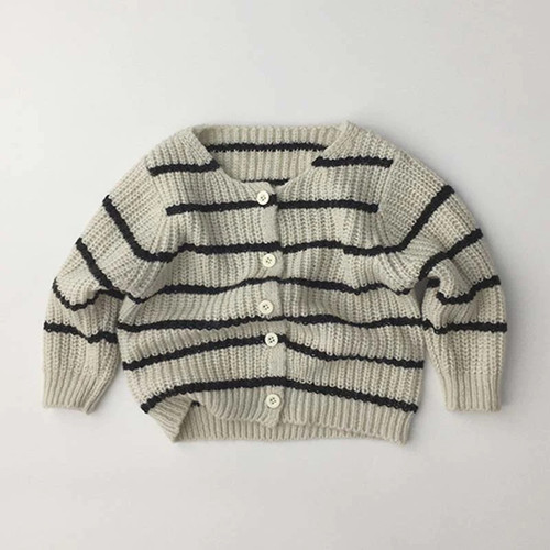 Spring Autumn Kids Clothes Long Sleeve Knitted Jacket Loose Tops For Boys and Girls Cardigans Stripe Sweater