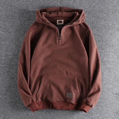 Autumn Winter American Retro 500g Heavyweight Hooded Hoodies Men Pure Cotton Washed Youth Thickened Velvet Casual Sweatshirt