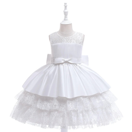 Summer Kids Dress For Girls White Lace Tulle Birthday Princess Party Dresses Children Girl Ceremony Wedding Dress Clothes