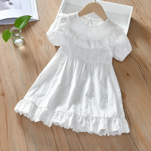 Girl Summer Dresses Kids Casual Dress For Girls Birthday Party Dress 6 Years Children Clothing White Lace Princess Costumes