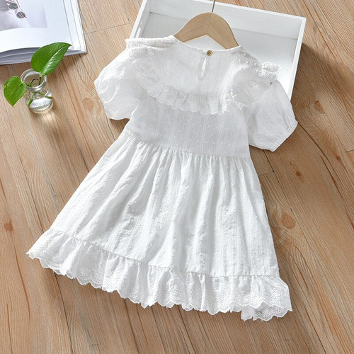 Girl Summer Dresses Kids Casual Dress For Girls Birthday Party Dress 6 Years Children Clothing White Lace Princess Costumes