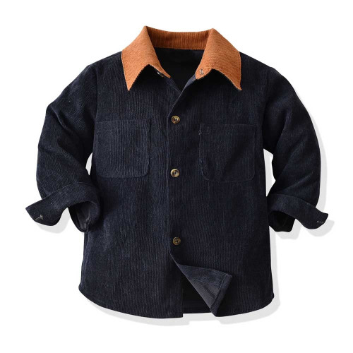 Baby Boys Blouse Shirts Kids Tops with Pocket Spring Autumn 1 To 6 Yrs Childrens Cotton Clothes Solid Color Blouses