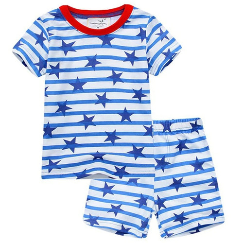 Jumping Meters New Arrival Summer Stars Boys Girls Cotton Clothing Sets Stripe Baby Hot Selling Suits